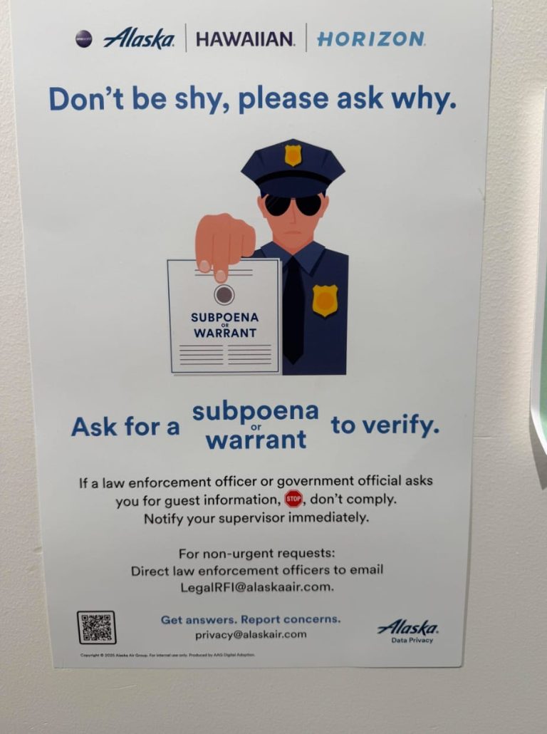 New Alaska Airlines internal document advises workers: ‘Don’t comply’ with authorities