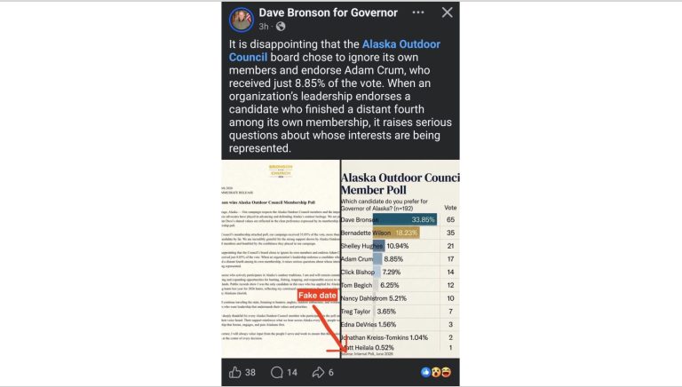 Alaska Outdoor Council endorses Adam Crum; Bronson campaign goes on attack, fakes poll date